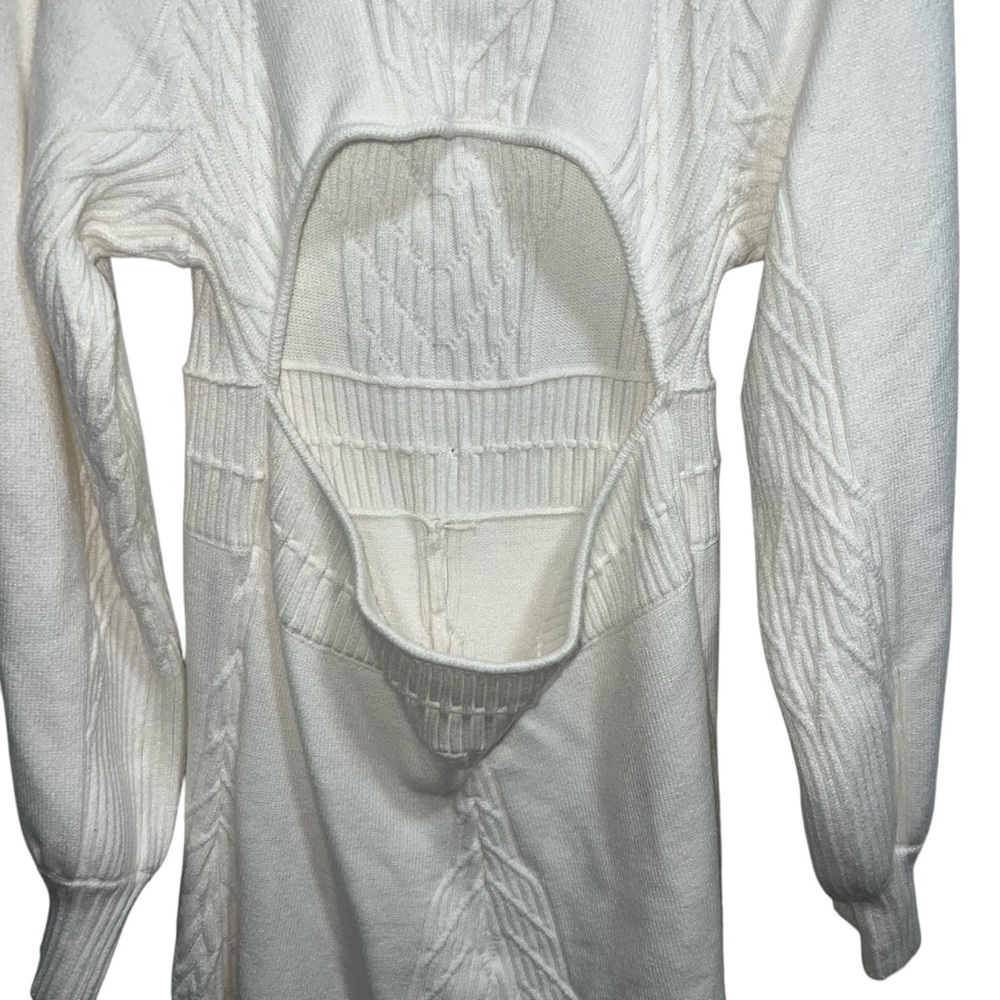 NEW NWT Free People Emmaline Mini Dress Cutout Sweater Dress In White - Picture 8 of 11